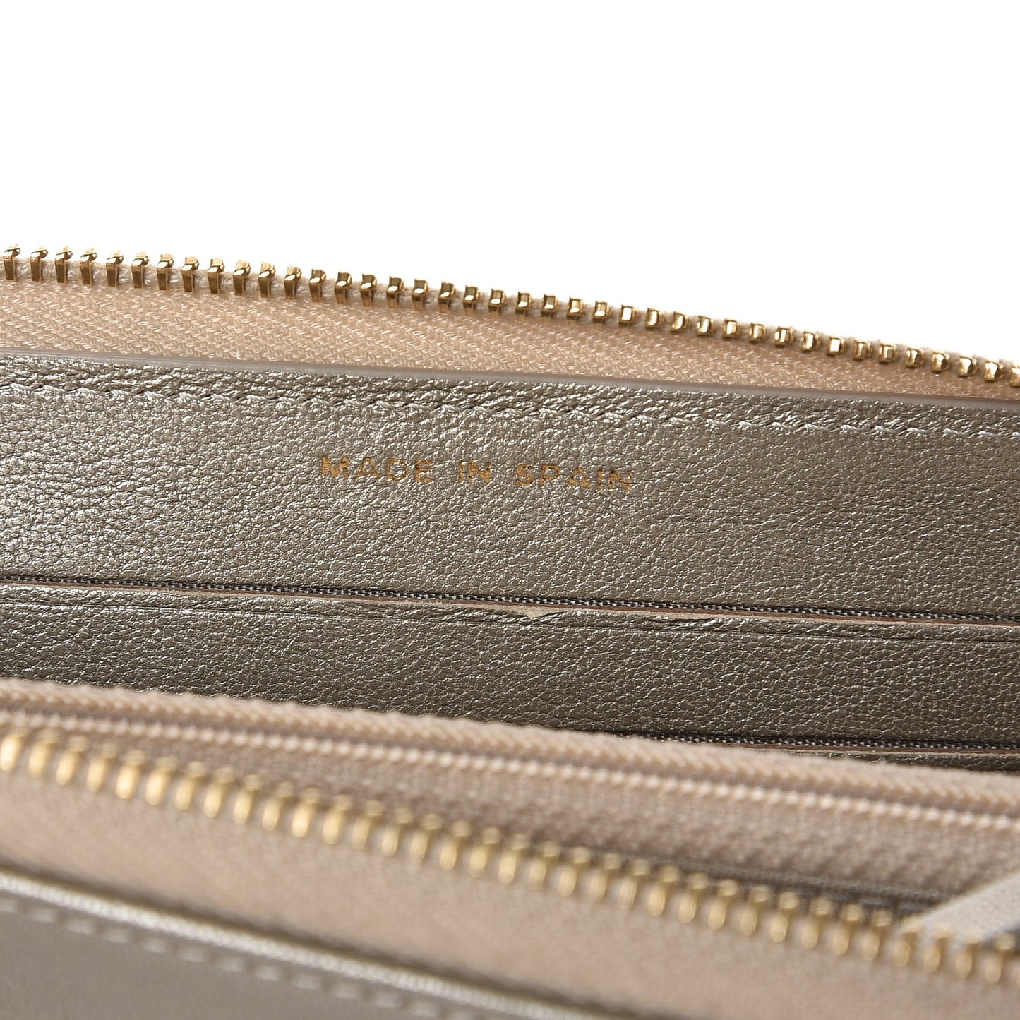 Metallic Sheepskin Quilted Mademoiselle Vintage Zip Around Wallet Light Gold