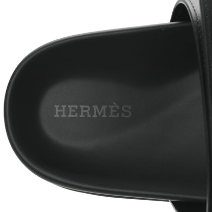 Hermes Calfskin Womens Chypre Sandals 37 Black 7 of 8