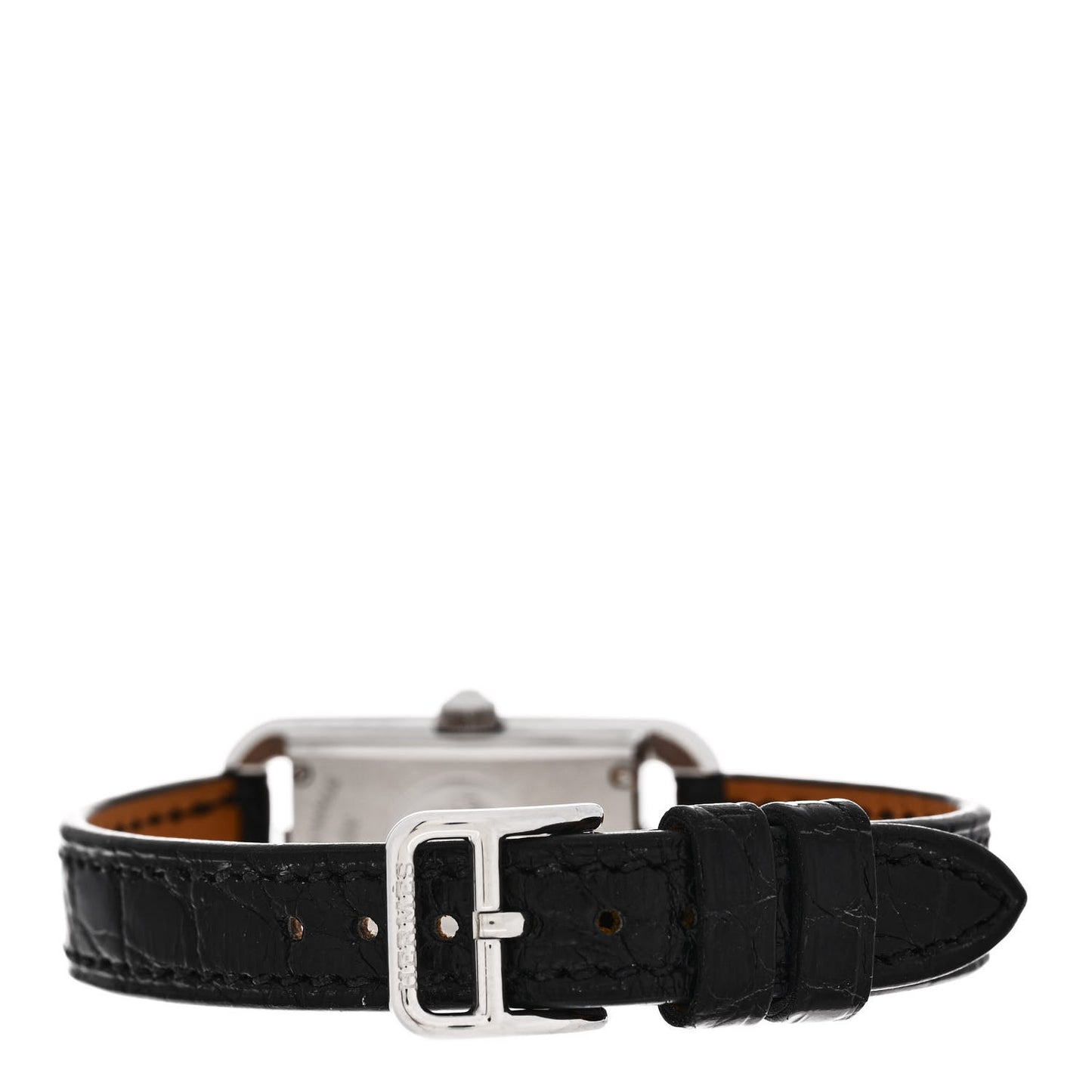 Stainless Steel Alligator Diamond 17mm Nantucket Serti Joaillier Quartz Watch Noir