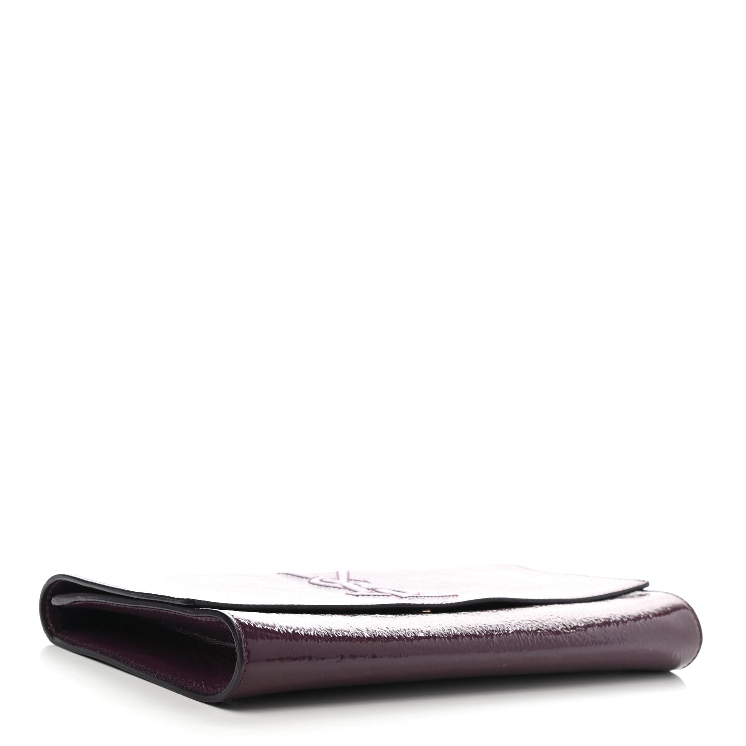 Saint Laurent Textured Patent Monogram Large Belle De Jour Clutch Purple 4 of 8