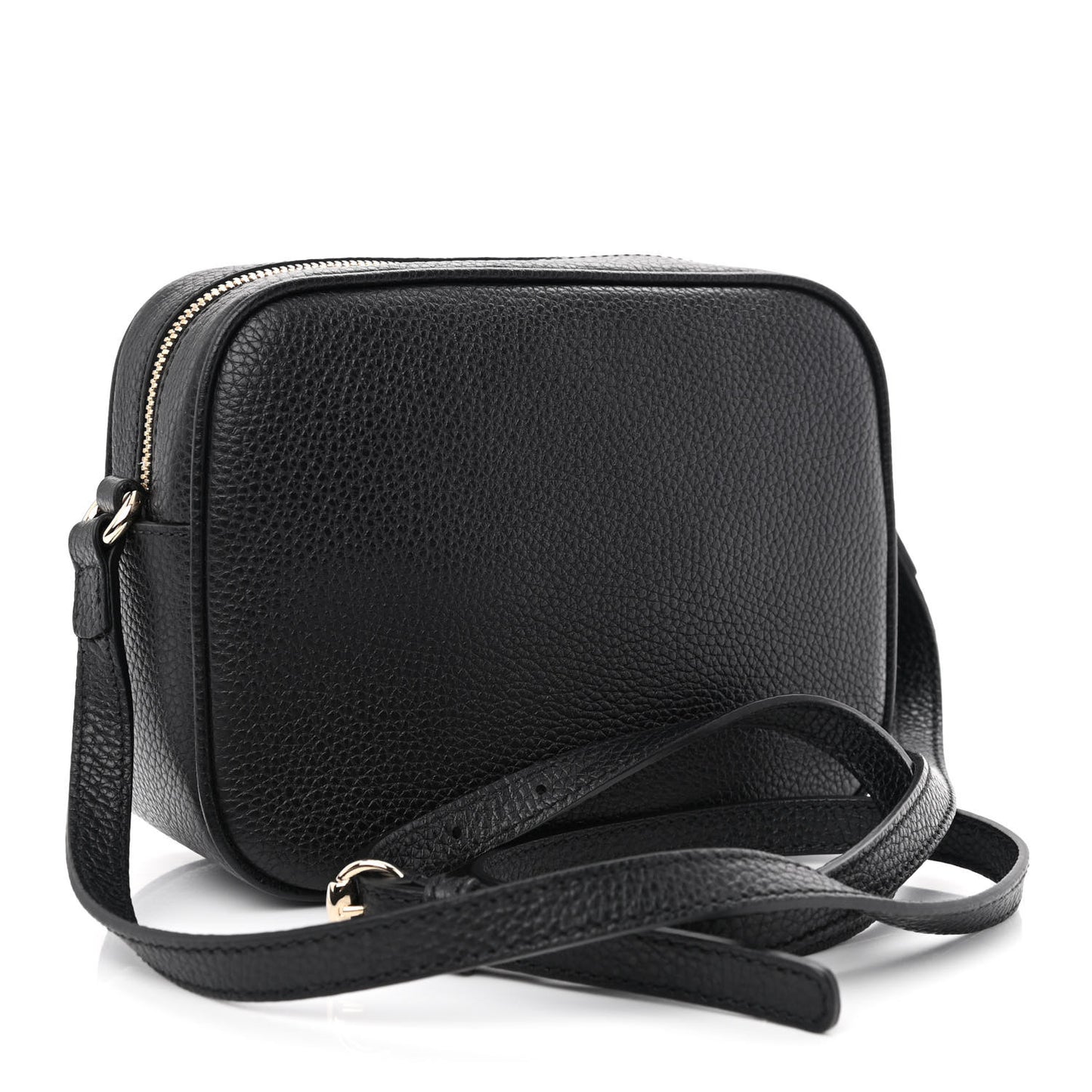 Pebbled Calfskin Small Soho Disco Bag Black