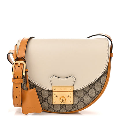 Gucci GG Supreme Monogram Calfskin Small Padlock Messenger Shoulder Bag Beige Mystic White Sun Oil 1 of 10