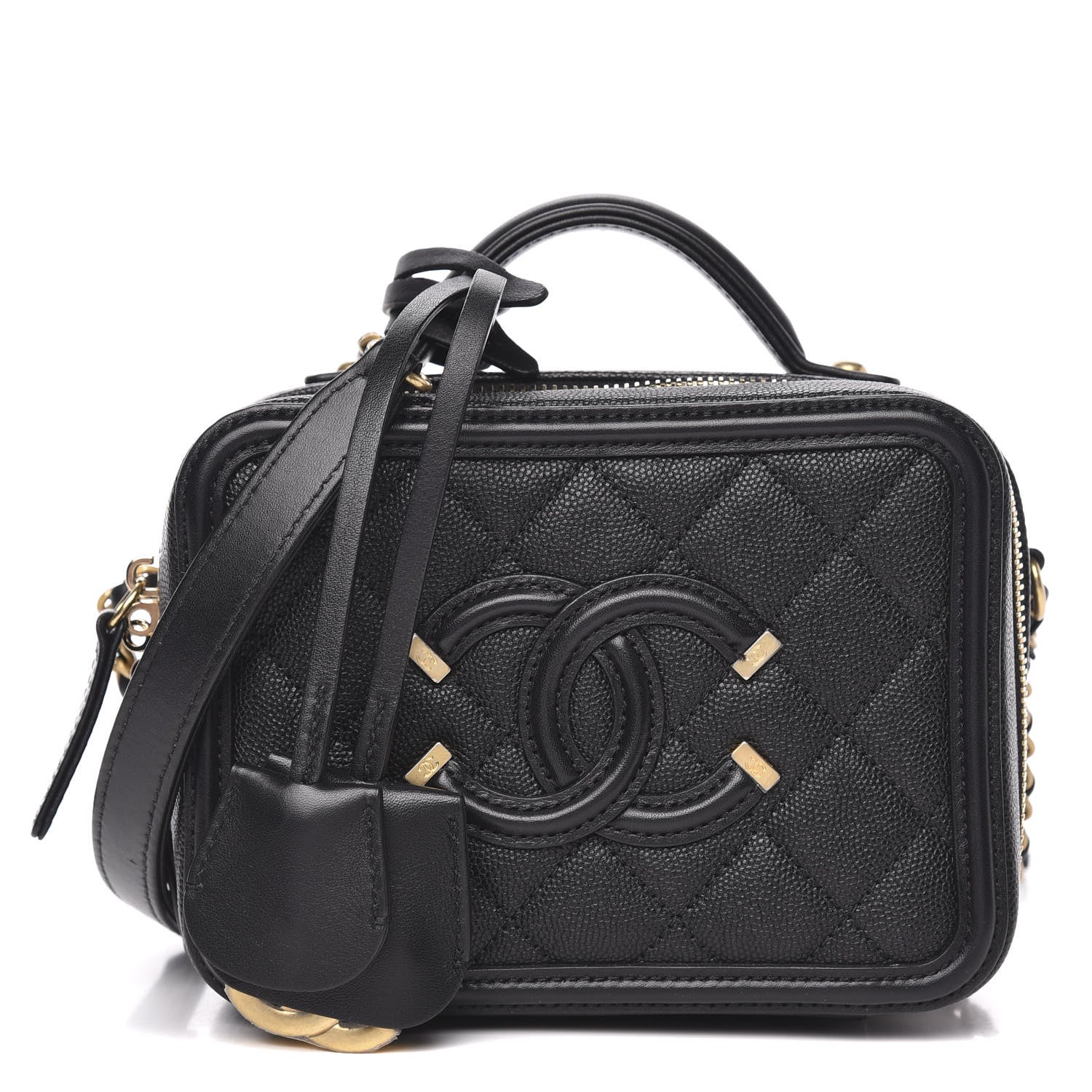 Chanel Caviar Quilted Small CC Filigree Vanity Case Black 1 of 10