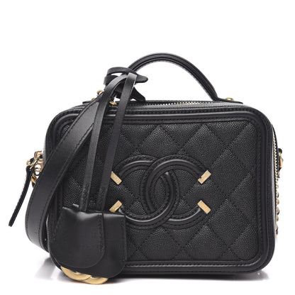 Chanel Caviar Quilted Small CC Filigree Vanity Case Black 1 of 10