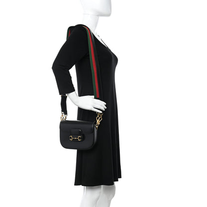 Gucci Azalea Calfskin Web Mini Horsebit 1955 Shoulder Bag Black 2 of 12