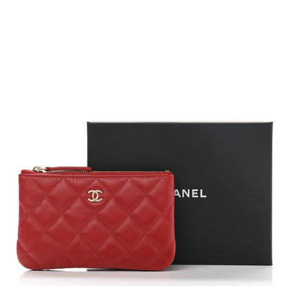 Chanel Lambskin Quilted Small Cosmetic Case Red 8 of 8