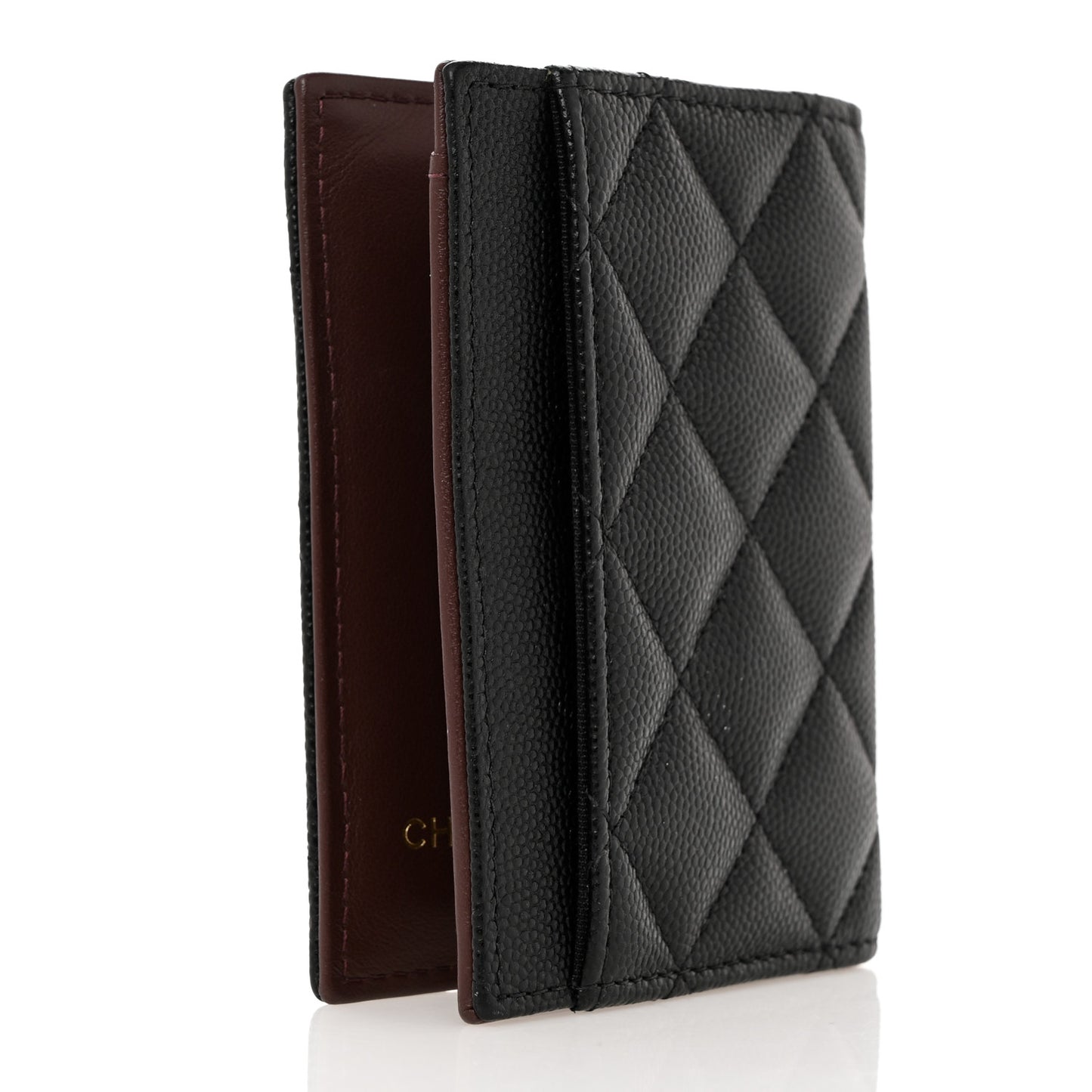 Caviar Quilted Card Holder Wallet Black