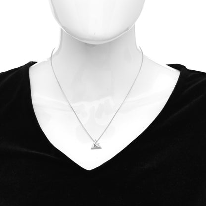 Louis Vuitton 18K White Gold Diamond Small LV Volt One Pendant Necklace 2 of 6
