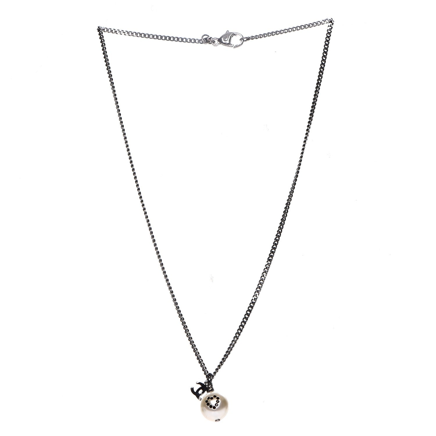Chanel Pearl CC Pendant Necklace Ruthenium 3 of 7