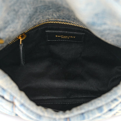 Saint Laurent Denim Quilted Toy Loulou Puffer Monogram Chain Satchel Blue Cinnamon 5 of 11