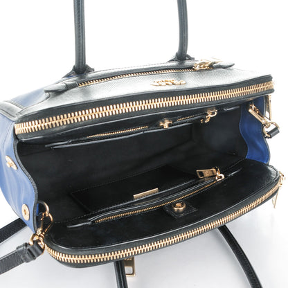 Prada City Calf Saffiano Bi-Color Tote Bluette Black 5 of 9