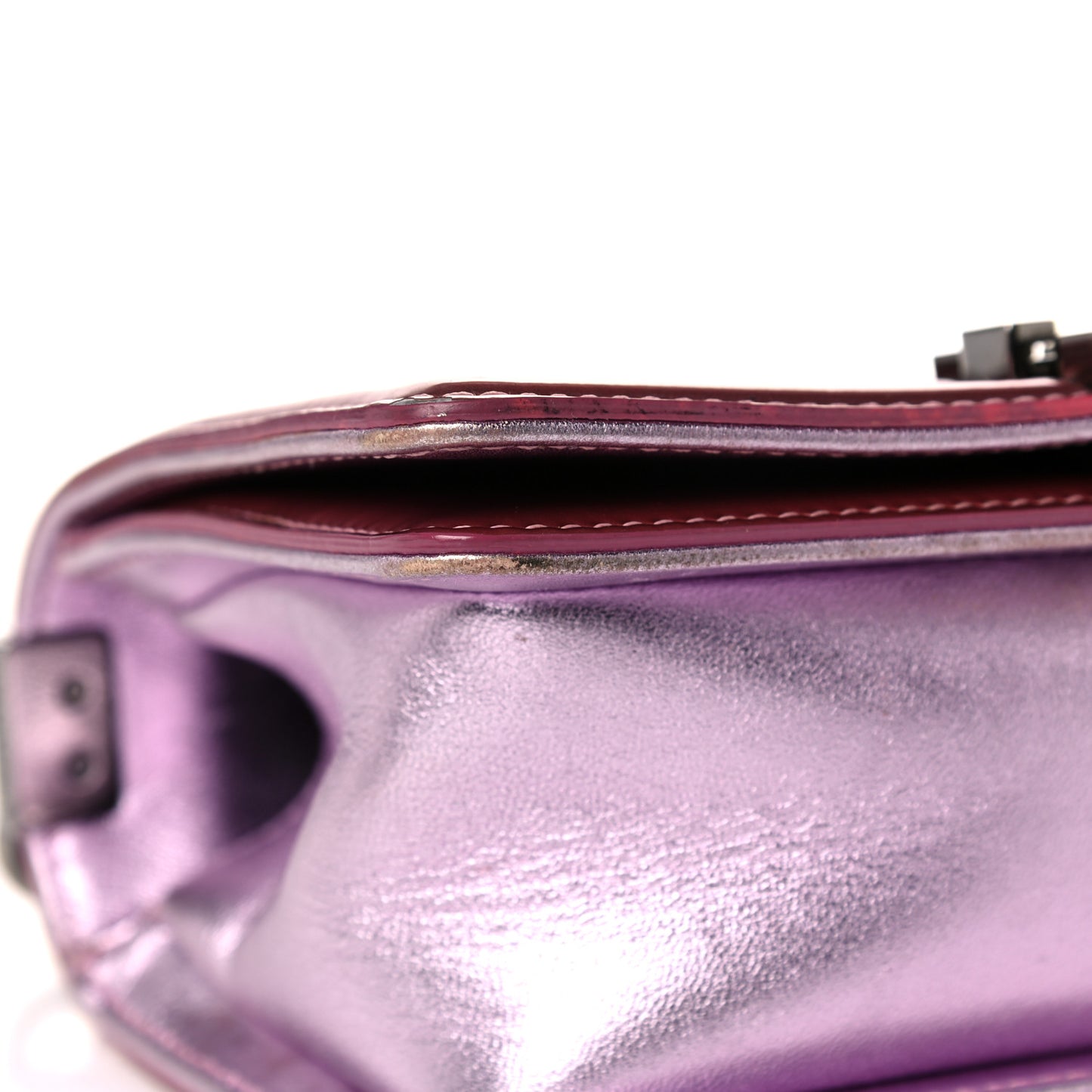 Metallic Patent Calfskin Quilted Small Boy Flap Pink