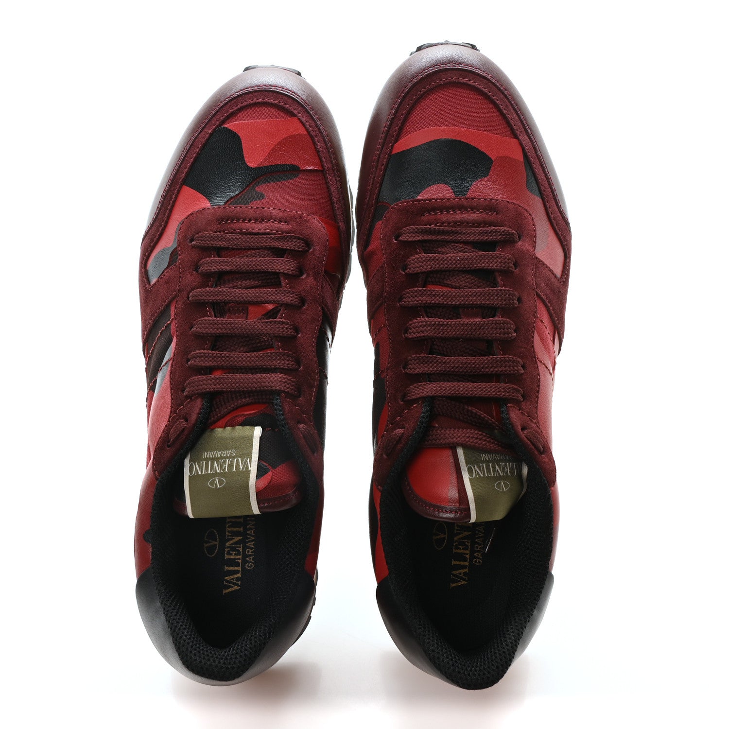 Valentino Garavani Nappa Suede Camouflage Mens Rockrunner Sneakers 43 Rubin Scarlet 2 of 9
