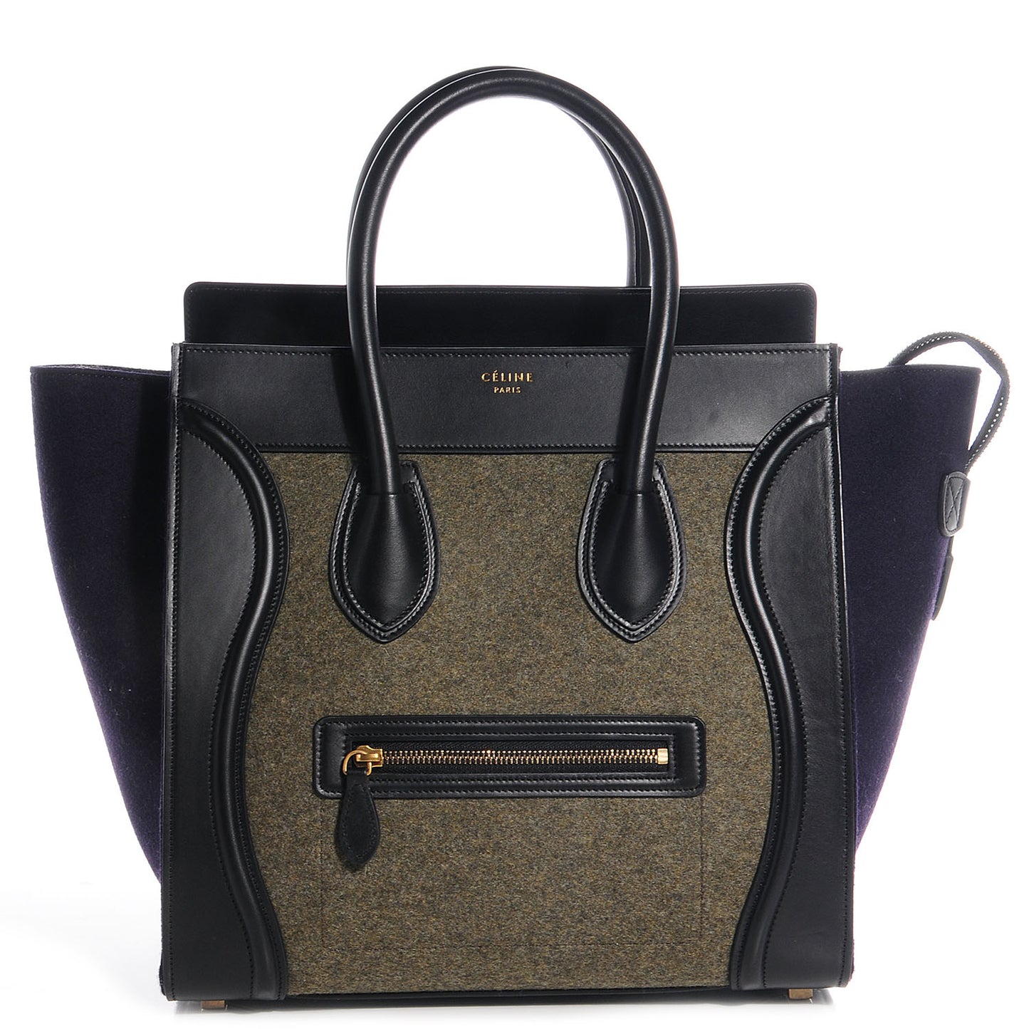 Smooth Calfskin Felt Mini Tri-Color Luggage Grey Blue Black