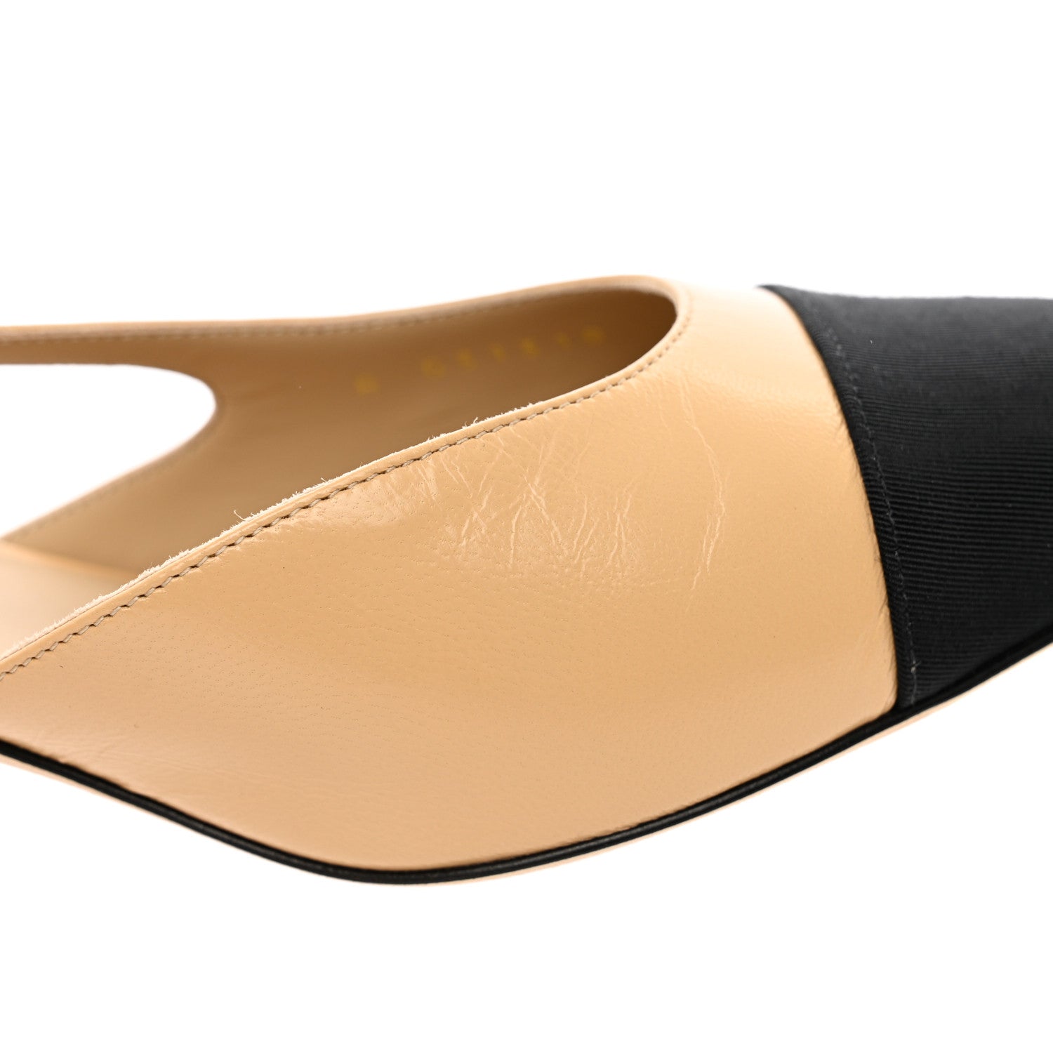 Chanel Goatskin Grosgrain Cap Toe CC Slingback Pumps 41 Beige Black 12 of 15