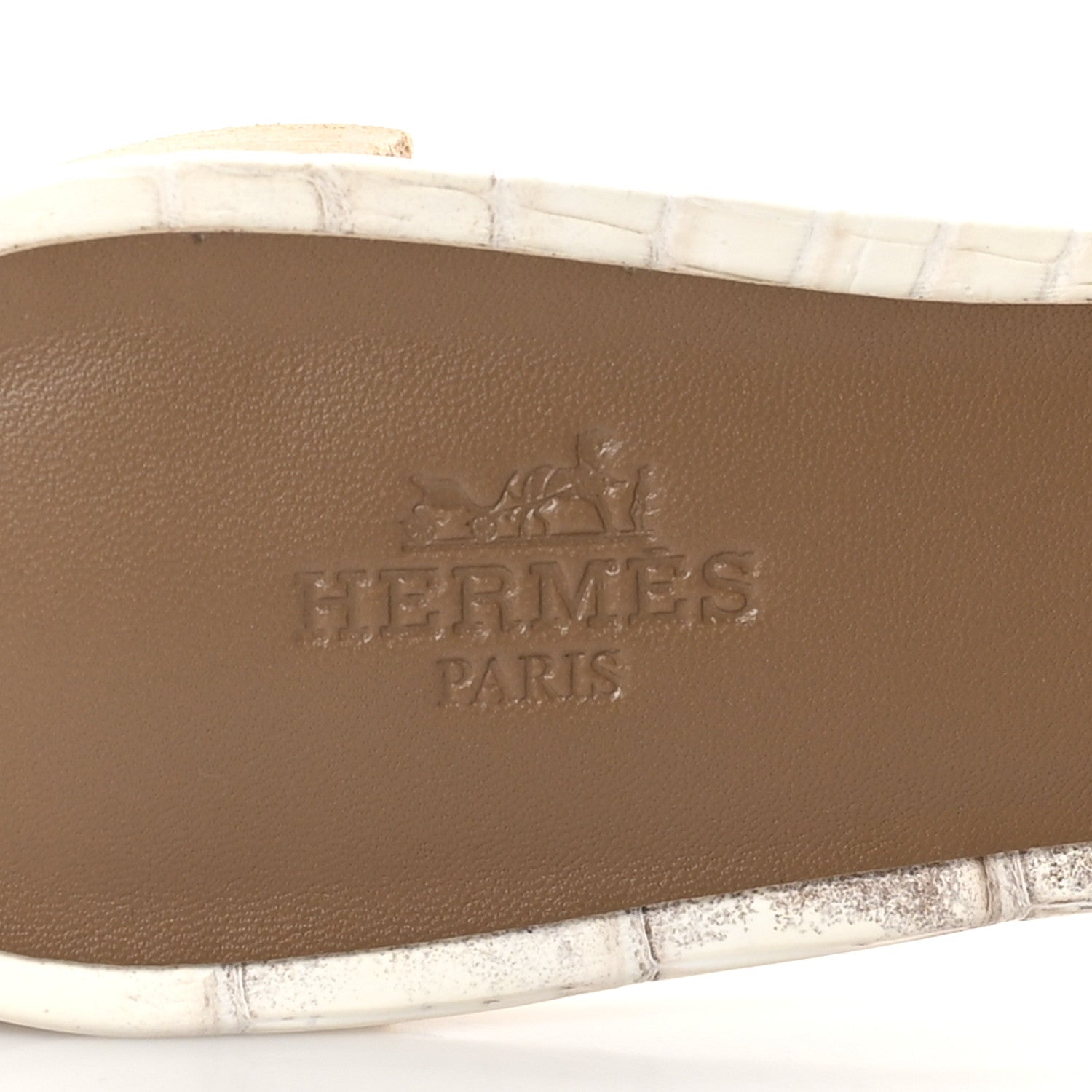 Hermes Matte Niloticus Crocodile Himalaya Oasis Sandals 38.5 White 7 of 10