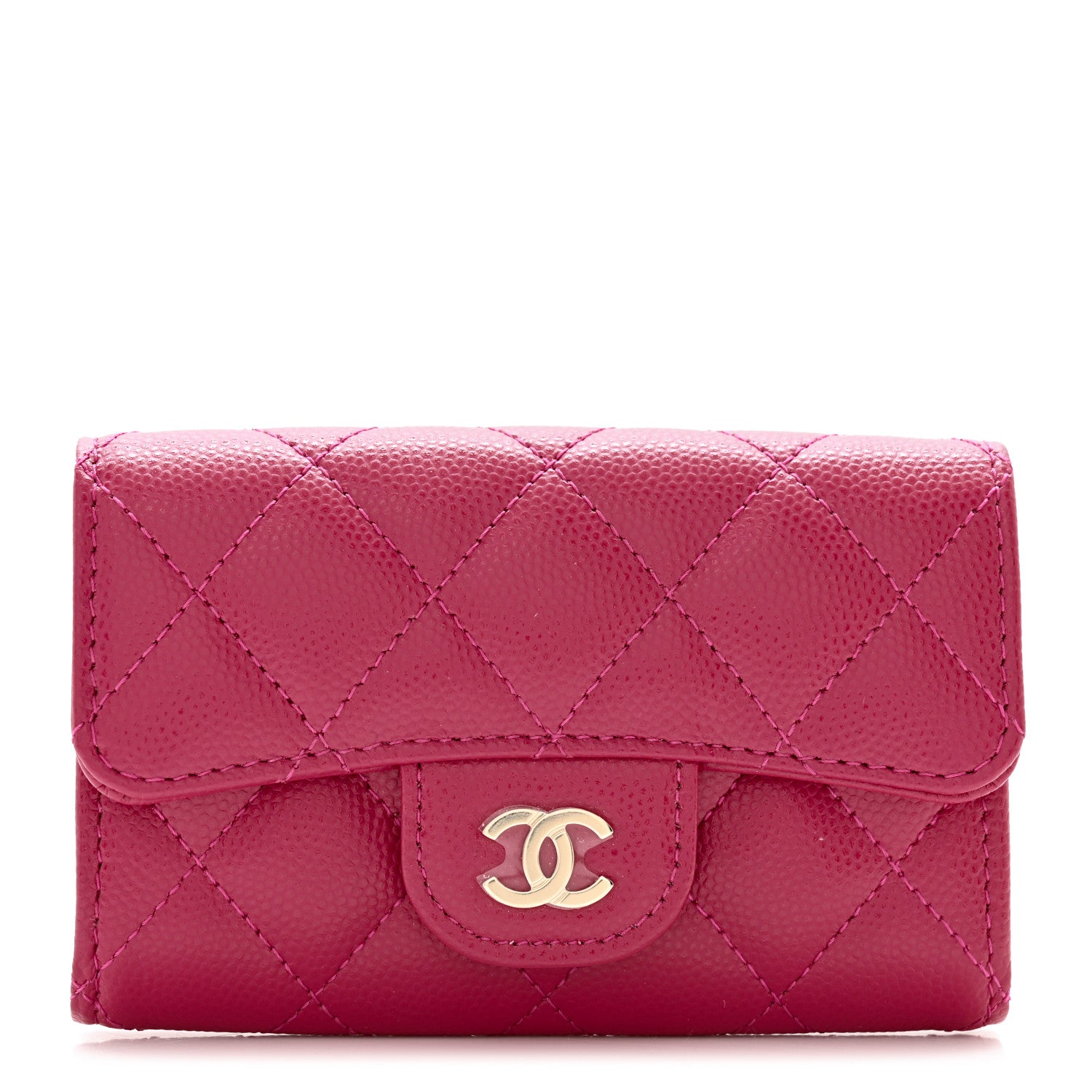 Chanel Caviar Quilted Flap Card Holder Wallet Fuchsia 1 of 9