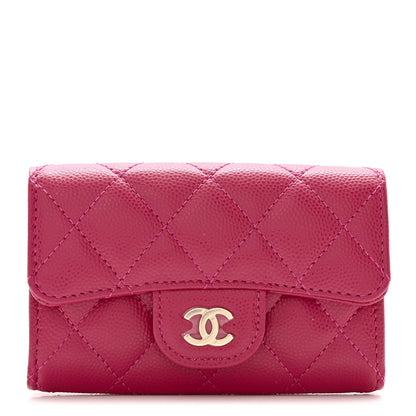 Chanel Caviar Quilted Flap Card Holder Wallet Fuchsia 1 of 9