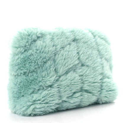 Saint Laurent Shearling Quilted Monogram Loulou Puffer Pouch Clutch Iced Mint 4 of 10
