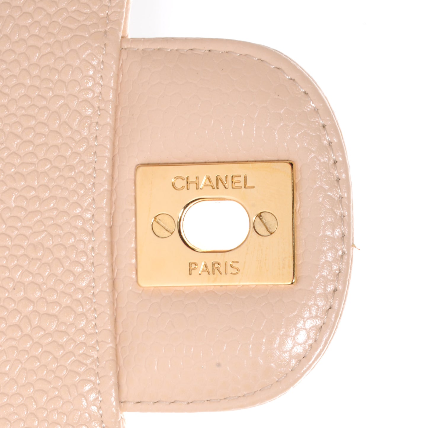 Caviar Quilted Medium Double Flap Beige Clair