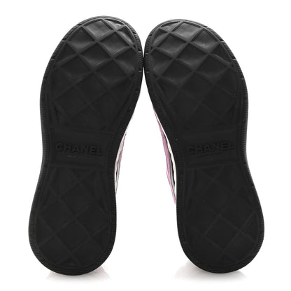 Chanel Suede Calfskin Nylon Grosgrain CC Sneakers 36.5 Dark Pink 6 of 10