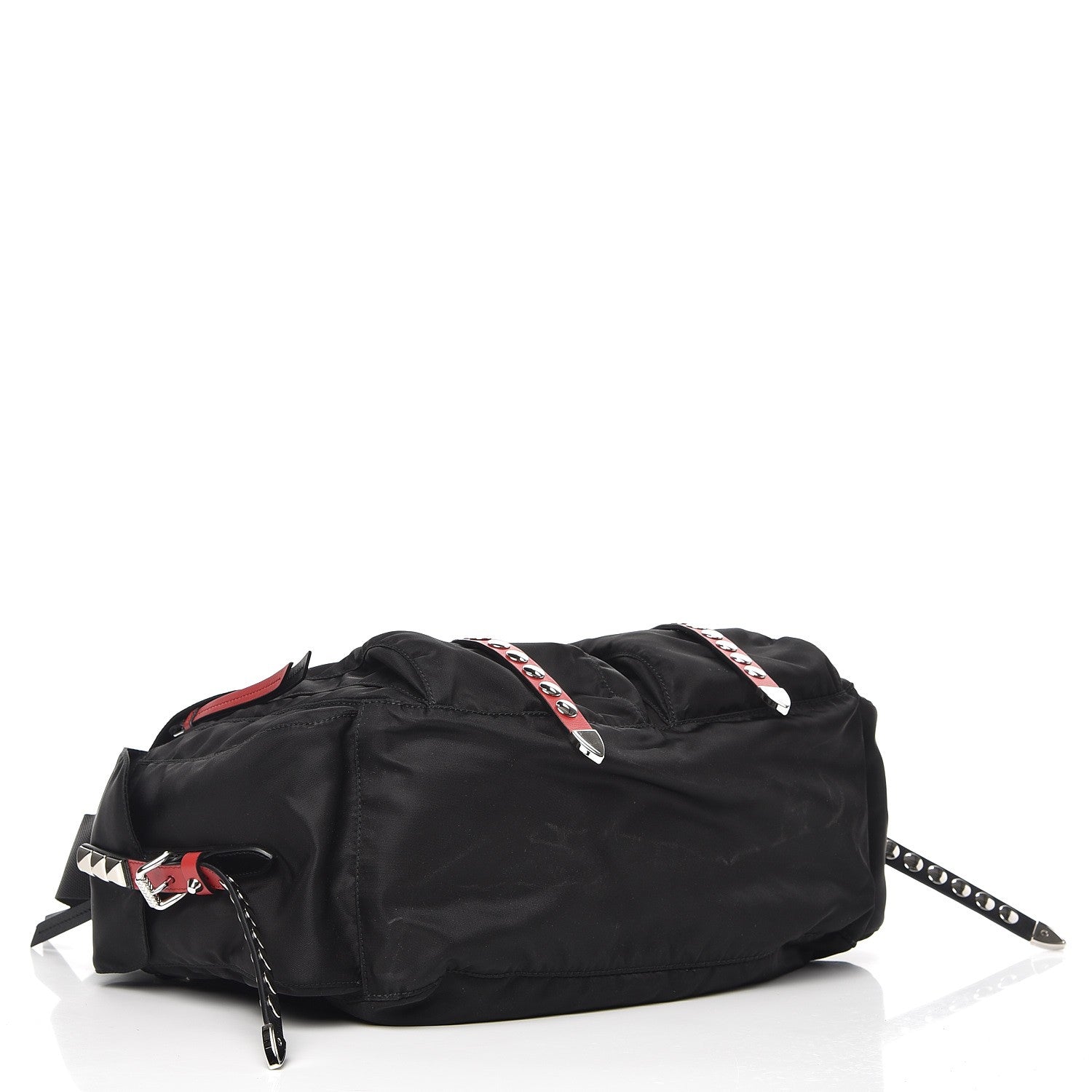 Prada Nylon New Vela Studded Messenger Black Fuoco 4 of 8