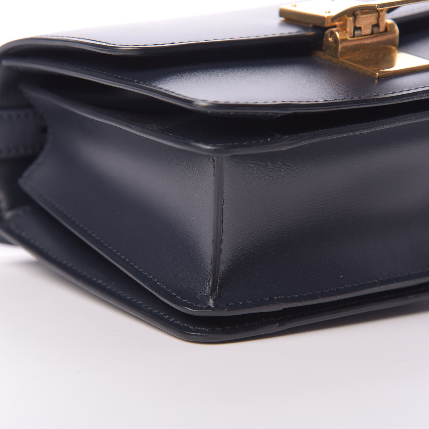 Box Calfskin Small Classic Box Flap Bag Navy Blue