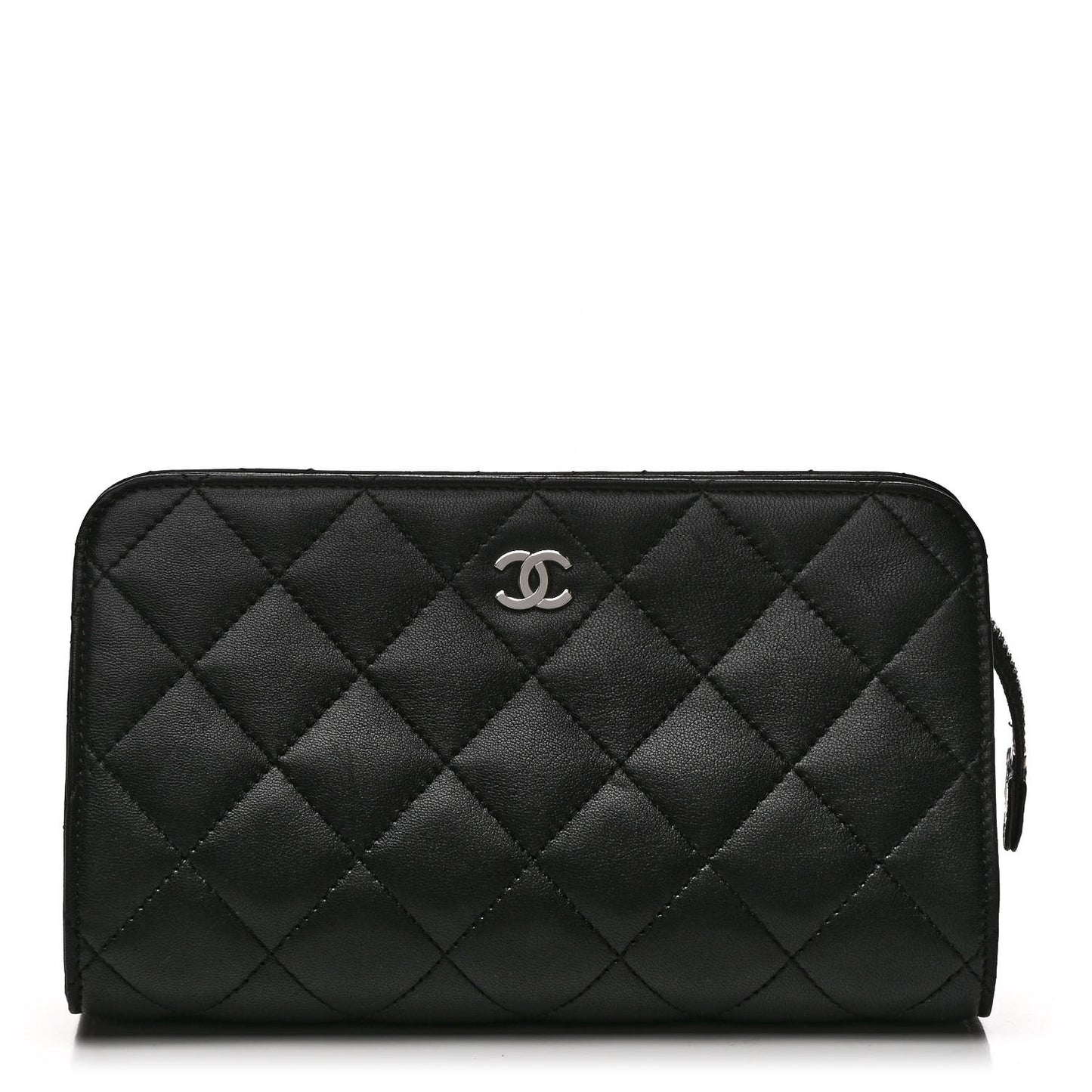 Lambskin Quilted Cosmetic Case Black