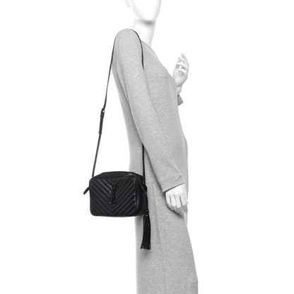 Saint Laurent Calfskin Matelasse Monogram Monochrome Lou Camera Bag Black 2 of 12