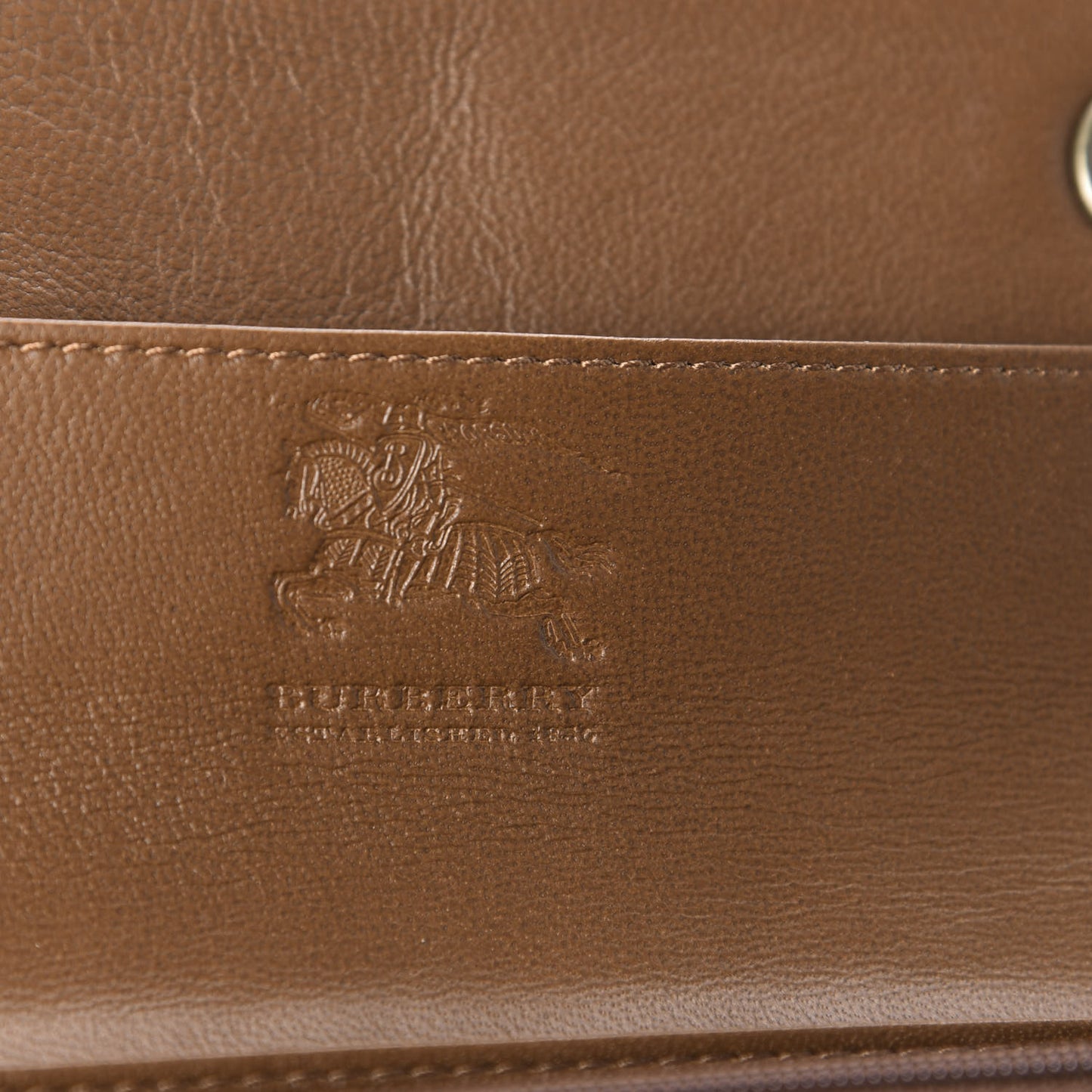Grainy Calfskin Nova Check Tri-Fold Wallet Tan