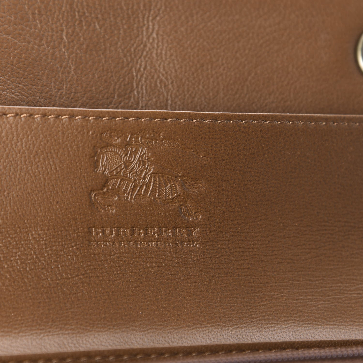 Burberry Grainy Calfskin Nova Check Tri-Fold Wallet Tan 8 of 10