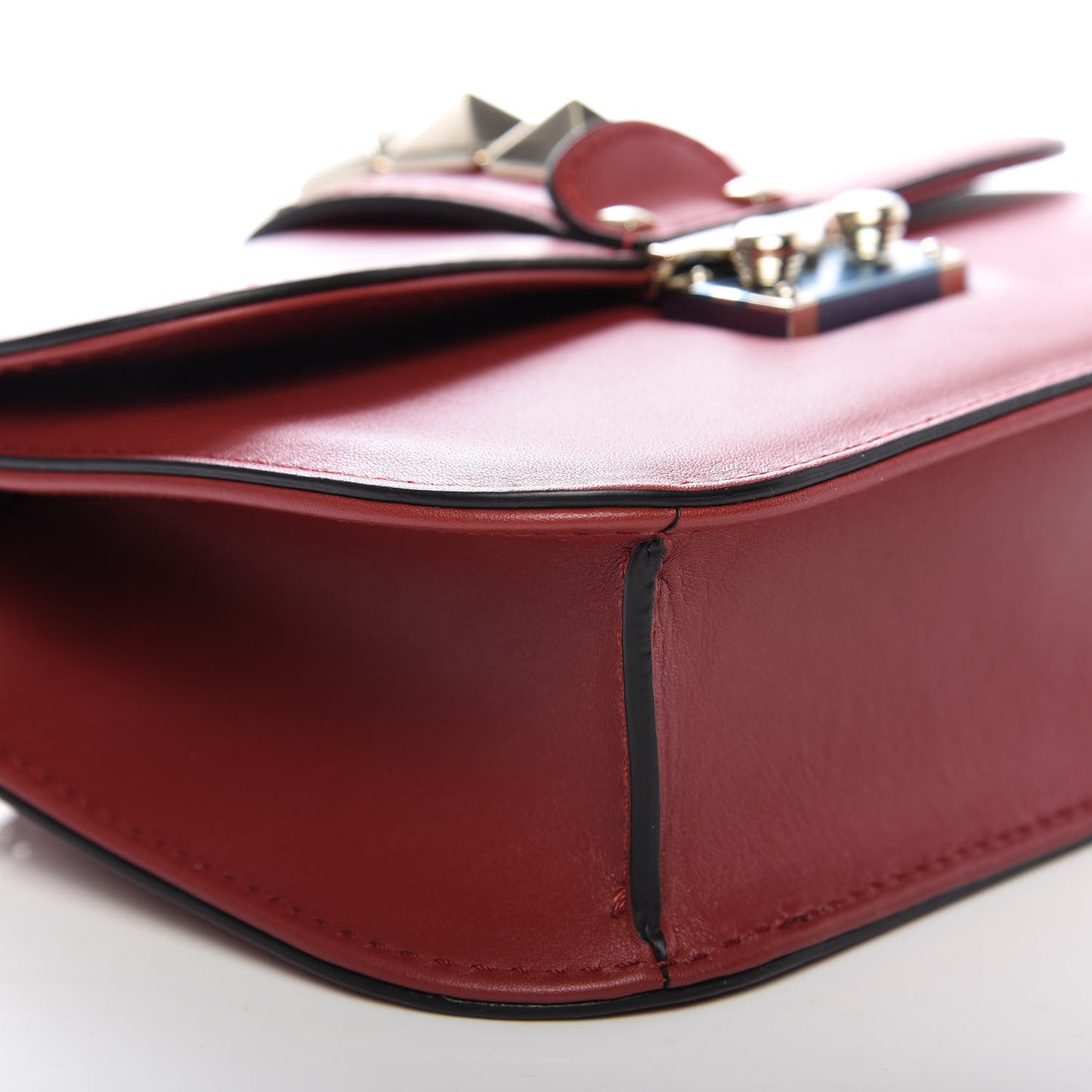 Vitello Small Glam Lock Rockstud Flap Scarlet