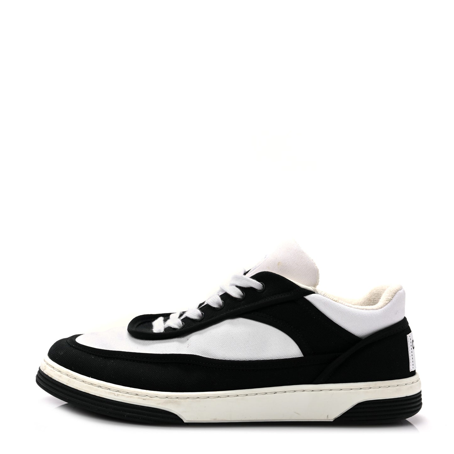 Fabric Womens Logo Sneakers 38.5 Black White