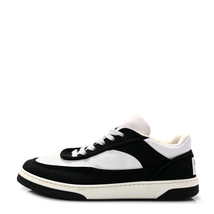 Chanel Fabric Womens Logo Sneakers 38.5 Black White 1 of 8