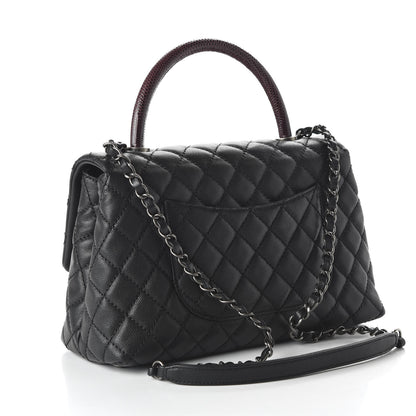 Chanel Caviar Lizard Quilted Small Coco Handle Flap Black 3 of 11