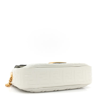 Fendi Nappa Small FF Embossed Midi Chain Baguette White 4 of 10