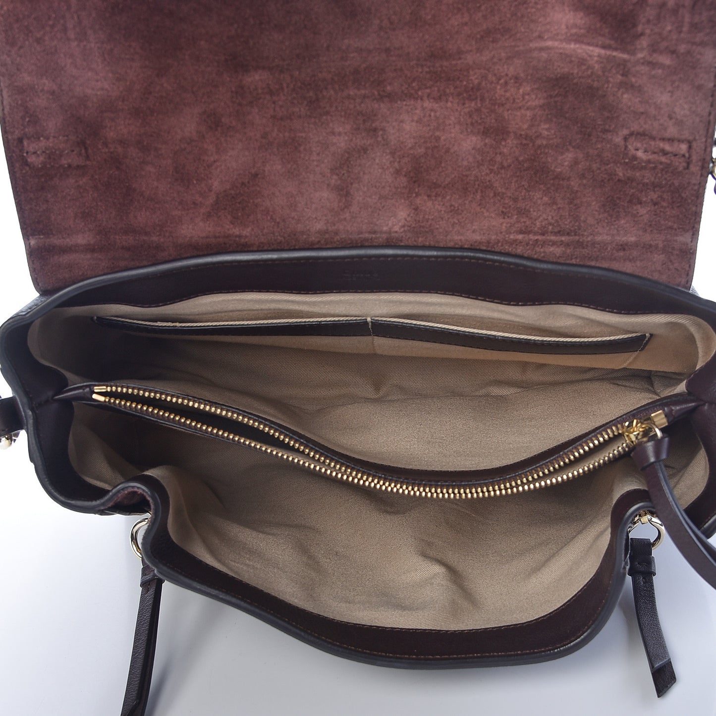 Smooth Calfskin Suede Medium Faye Day Shoulder Bag Carbon Brown