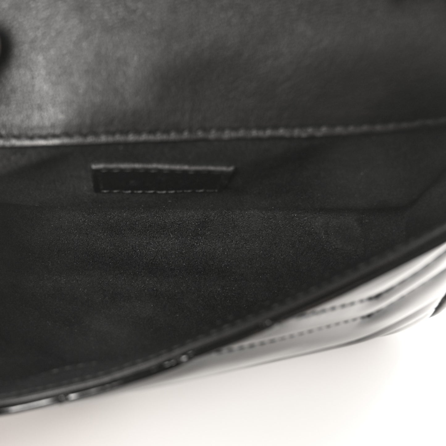 Patent Lambskin Enamel Matelasse Monochrome Super Mini GG Marmont Shoulder Bag Black