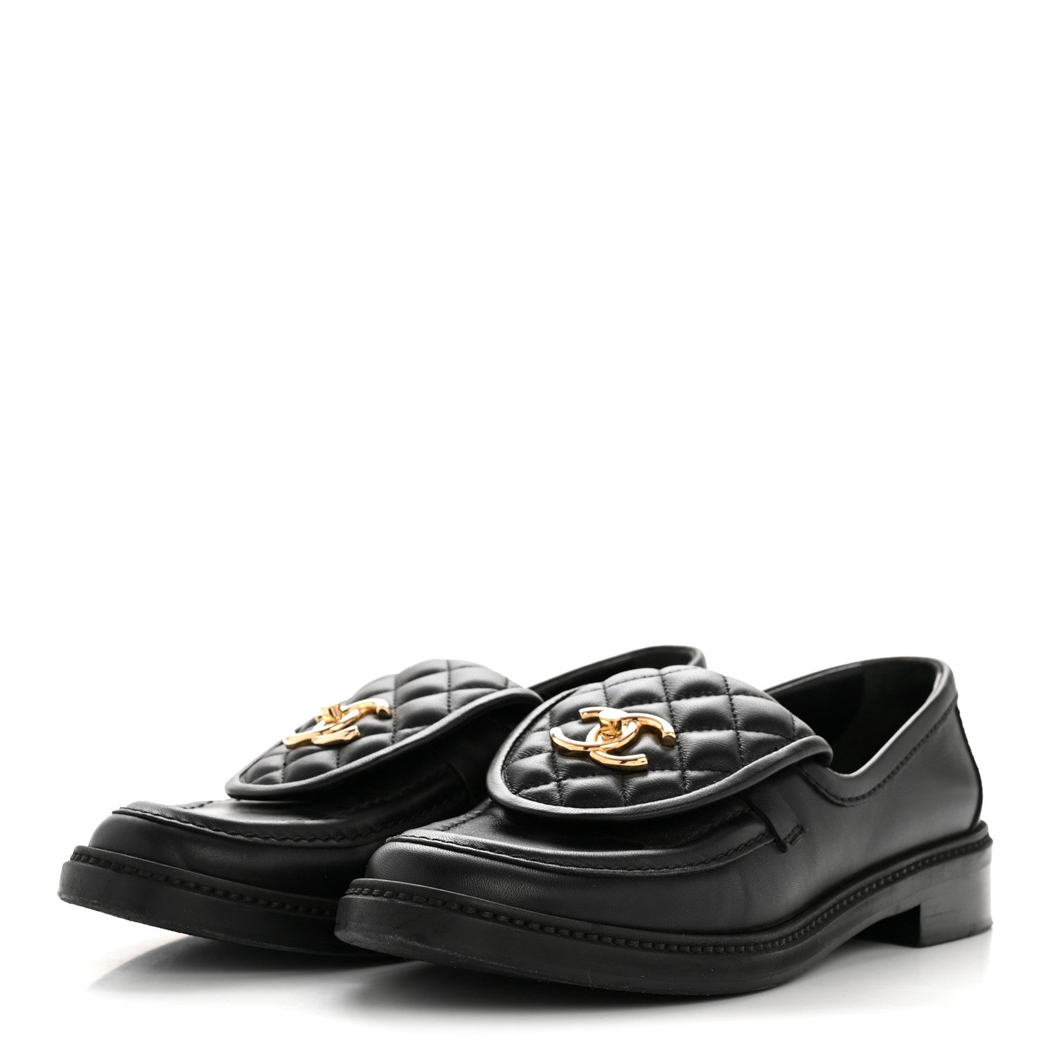 Chanel Lambskin Quilted CC Turnlock Loafers 38.5 Black 4 of 12