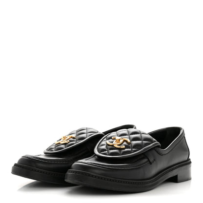 Chanel Lambskin Quilted CC Turnlock Loafers 38.5 Black 4 of 12