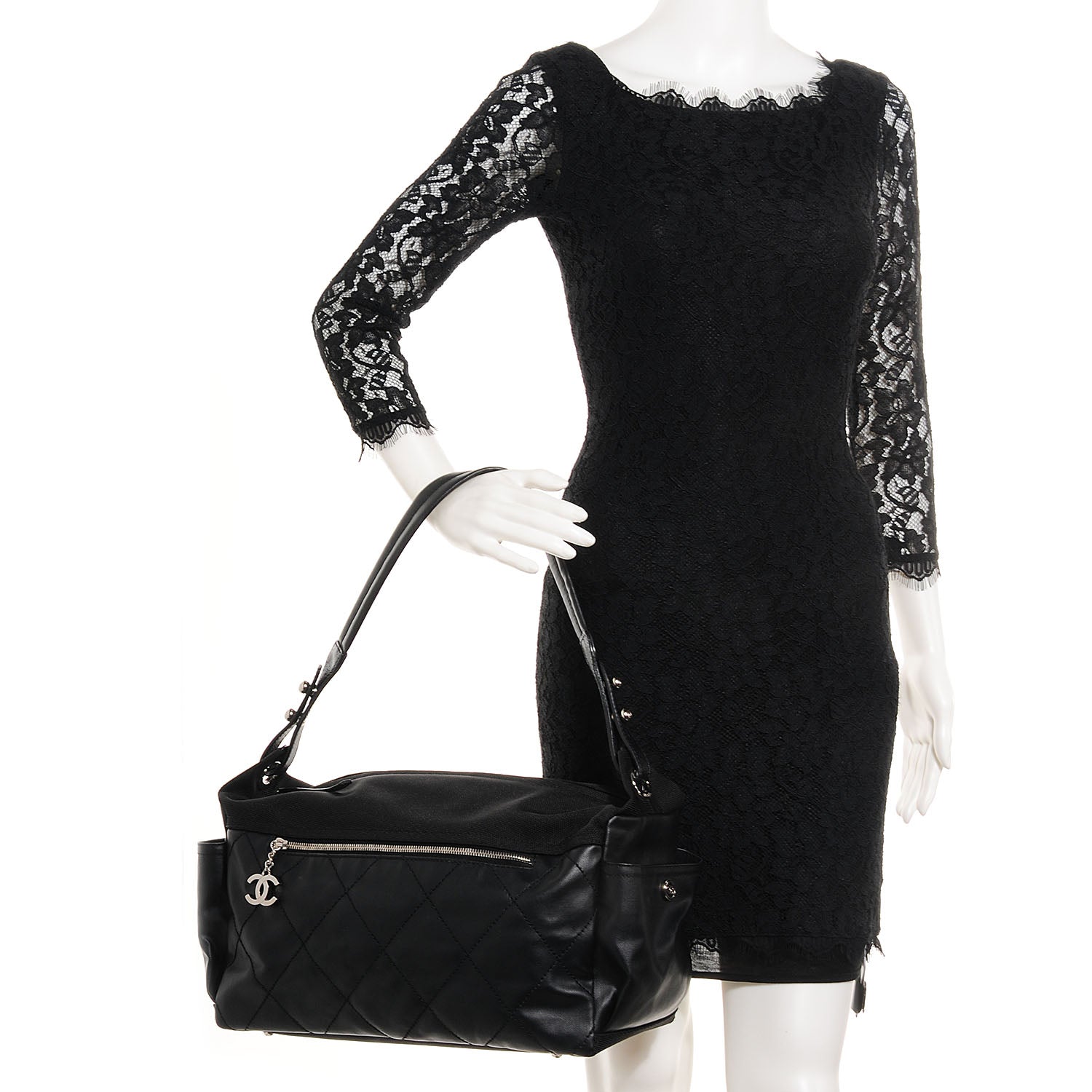 Chanel Coated Canvas Paris Biarritz Hobo Black 2 of 7
