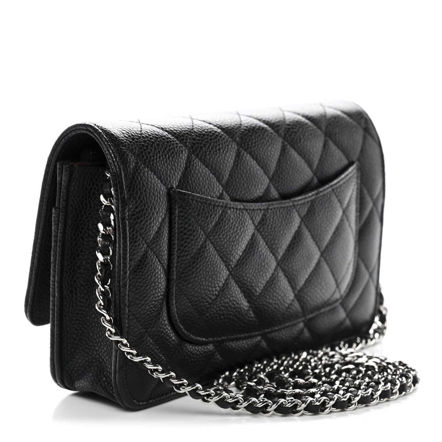 Caviar Quilted Wallet on Chain WOC Black