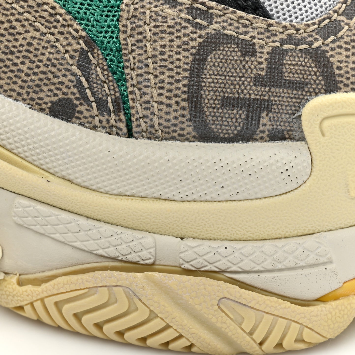 X GUCCI Maxi GG Supreme Monogram Womens Triple S Sneakers 38 Beige Ebony Black Green