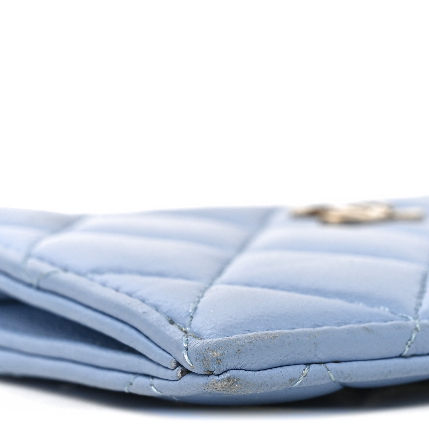 Chanel Lambskin Quilted CC Zip Card Holder Light Blue 8 of 9