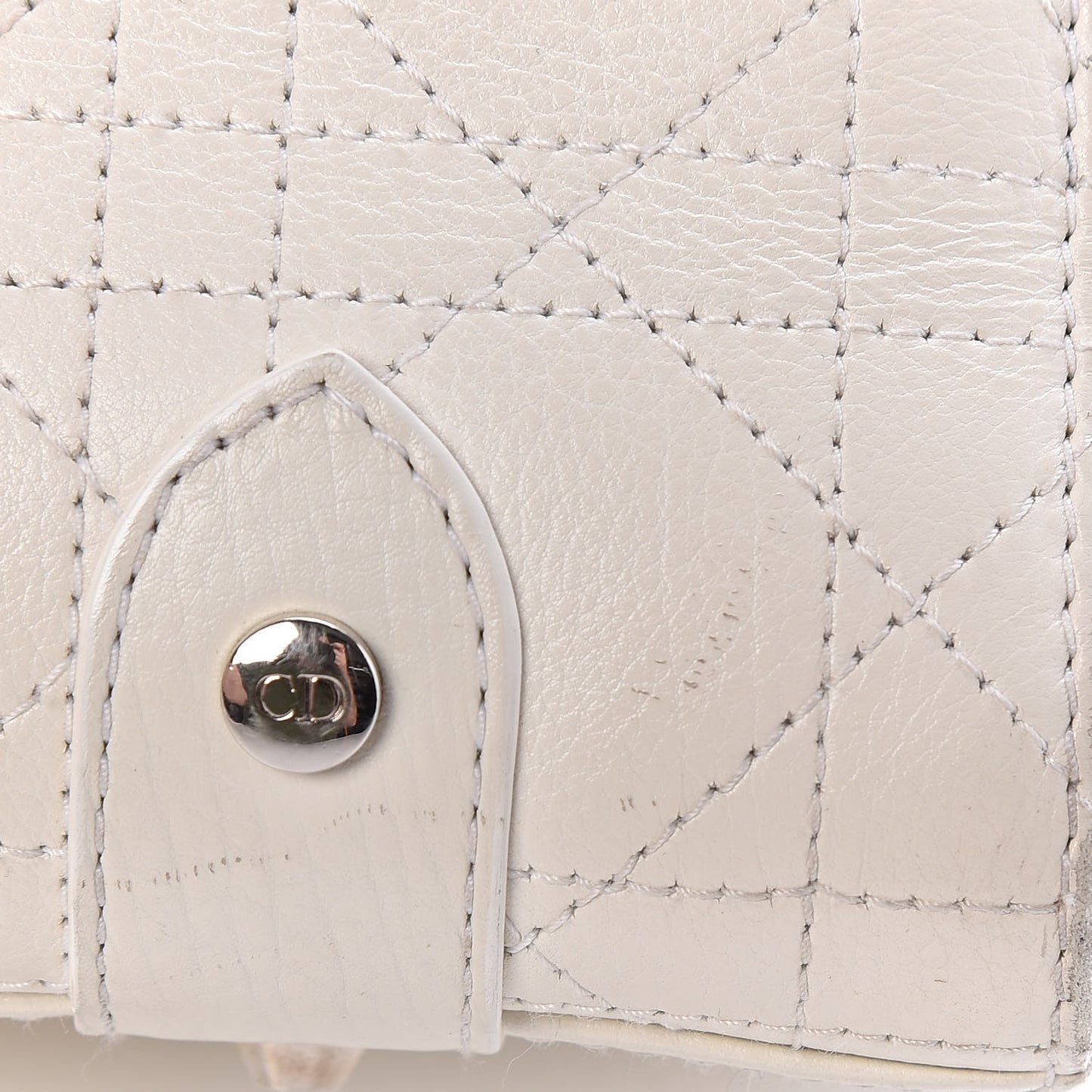 Calfskin Cannage Stitched East West Lady Dior White