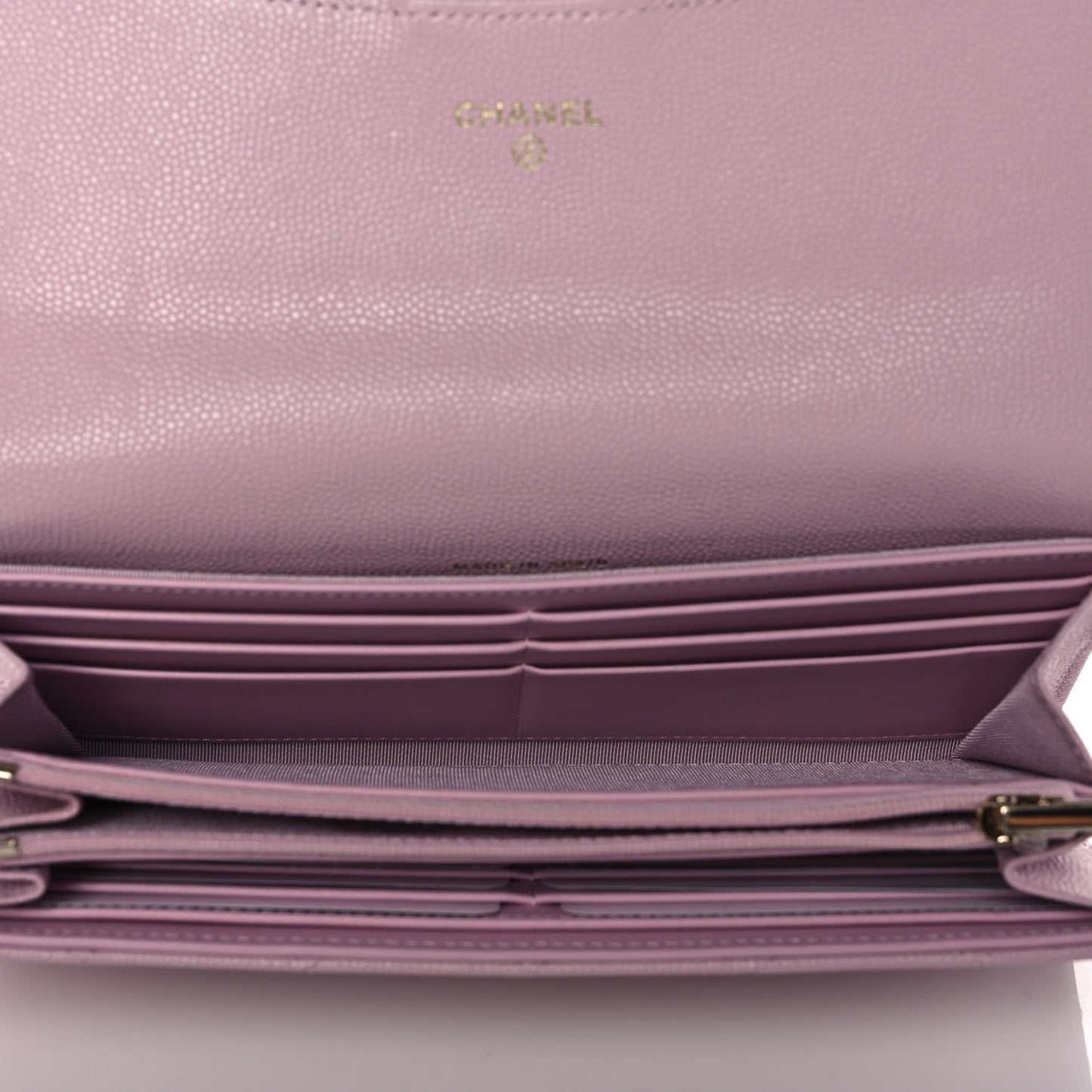 Caviar Quilted Large Gusset Flap Wallet Light Pink