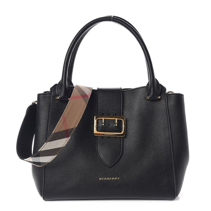 Burberry Soft Grain Calfskin Medium Buckle Tote Black 1 of 10