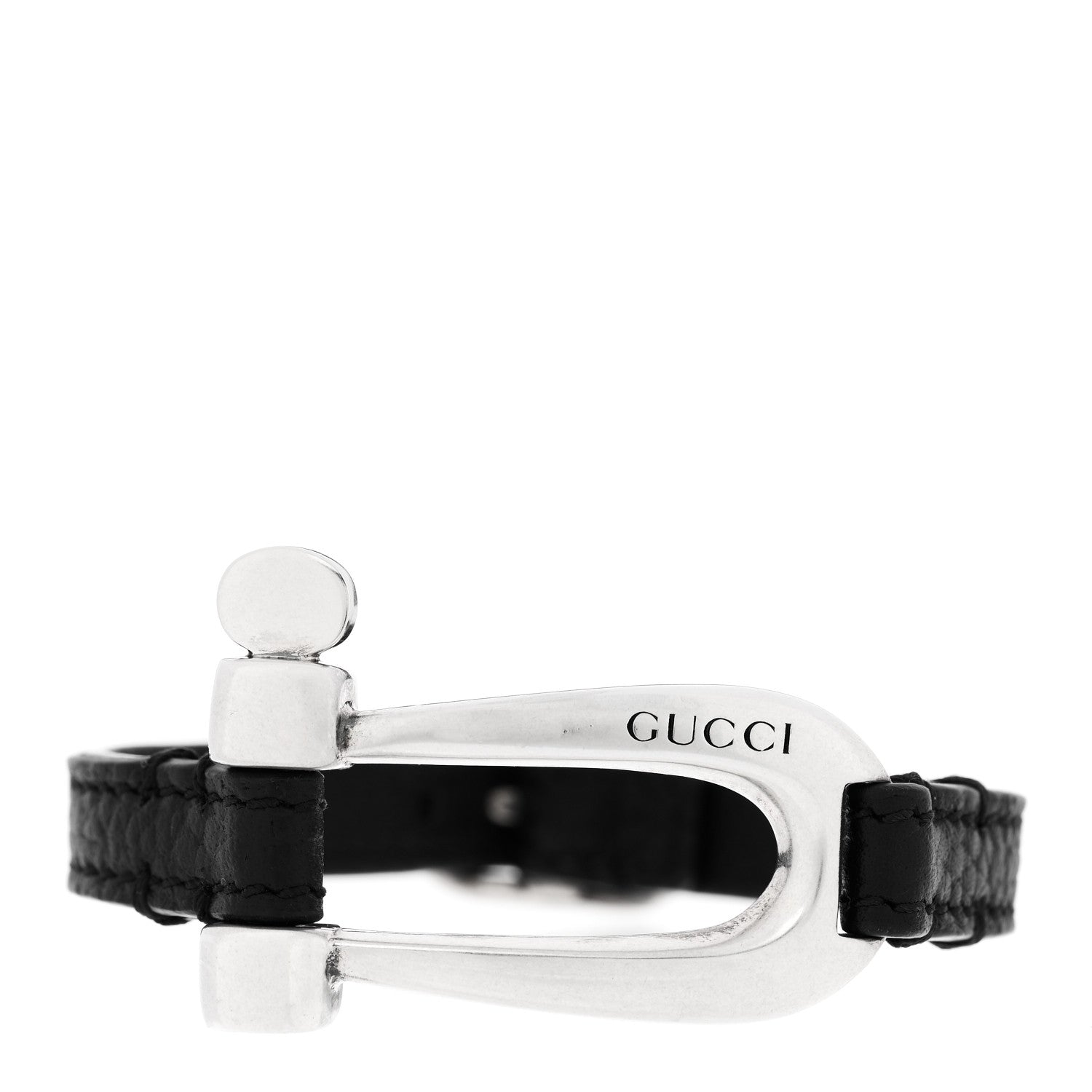 Gucci Sterling Silver Calfskin Horsebit Bracelet 1 of 6