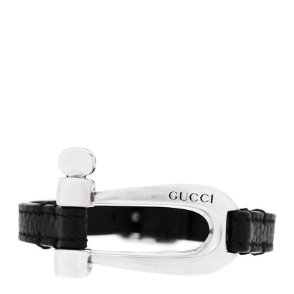 Gucci Sterling Silver Calfskin Horsebit Bracelet 1 of 6