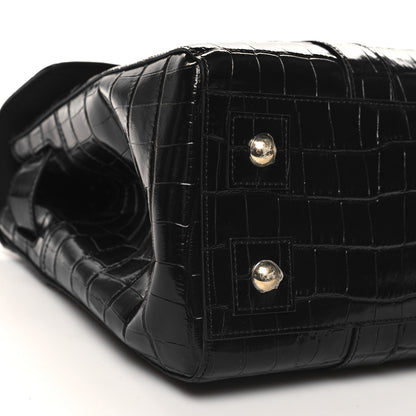 Mulberry Shiny Calfskin Crocodile Print Small Bayswater Satchel Black 8 of 9